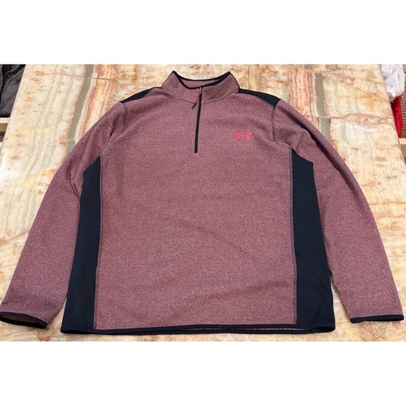 Under Armour Other - Under Armour Cold Gear Mens Pullover Maroon Black Fleece 1/4 Zip Performance 2XL